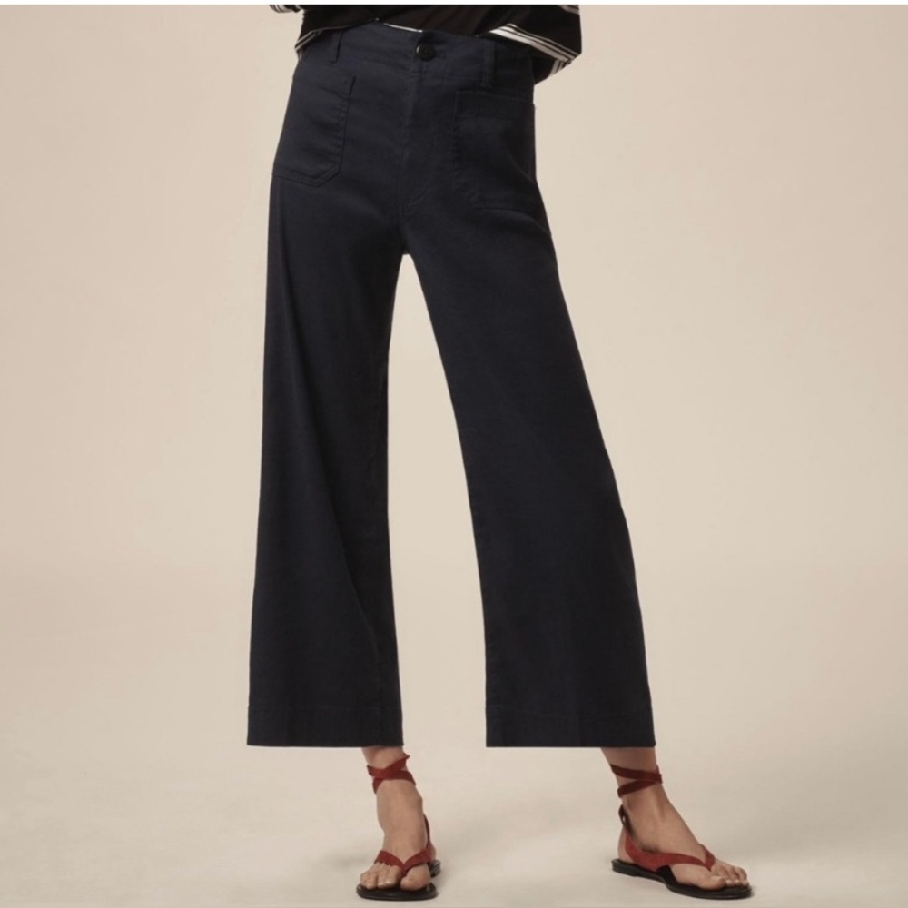 Maeve by Anthropologie The Colette Cropped Wide-Leg Pant Linen‎ Edition Size 34